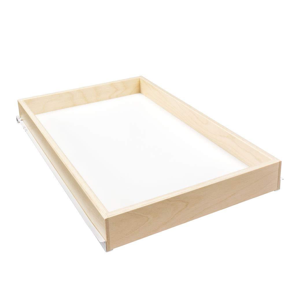 Shelves That Slide Sliding Pull-Out Shelf for Cabinets (Kitchen Cupboards, Pantry Drawers, Bathroom Storage) 2 3/8\" Tall - 3/4 Slides & Base Mounting - Custom Clear Opening Width & Depth: (12.125\" (1/8), 15.75\" (3/4))