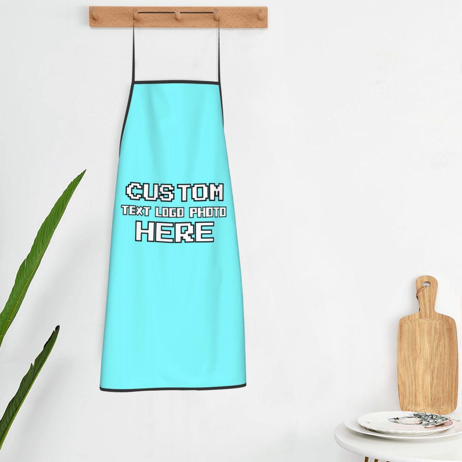 Rziaespj Rziaespj Custom Apron Aprons for Men with Text Logo Photo Name Custom Aprons for Great Gifts Personalized Photos And Text for You Design Gift for Mom Cyan