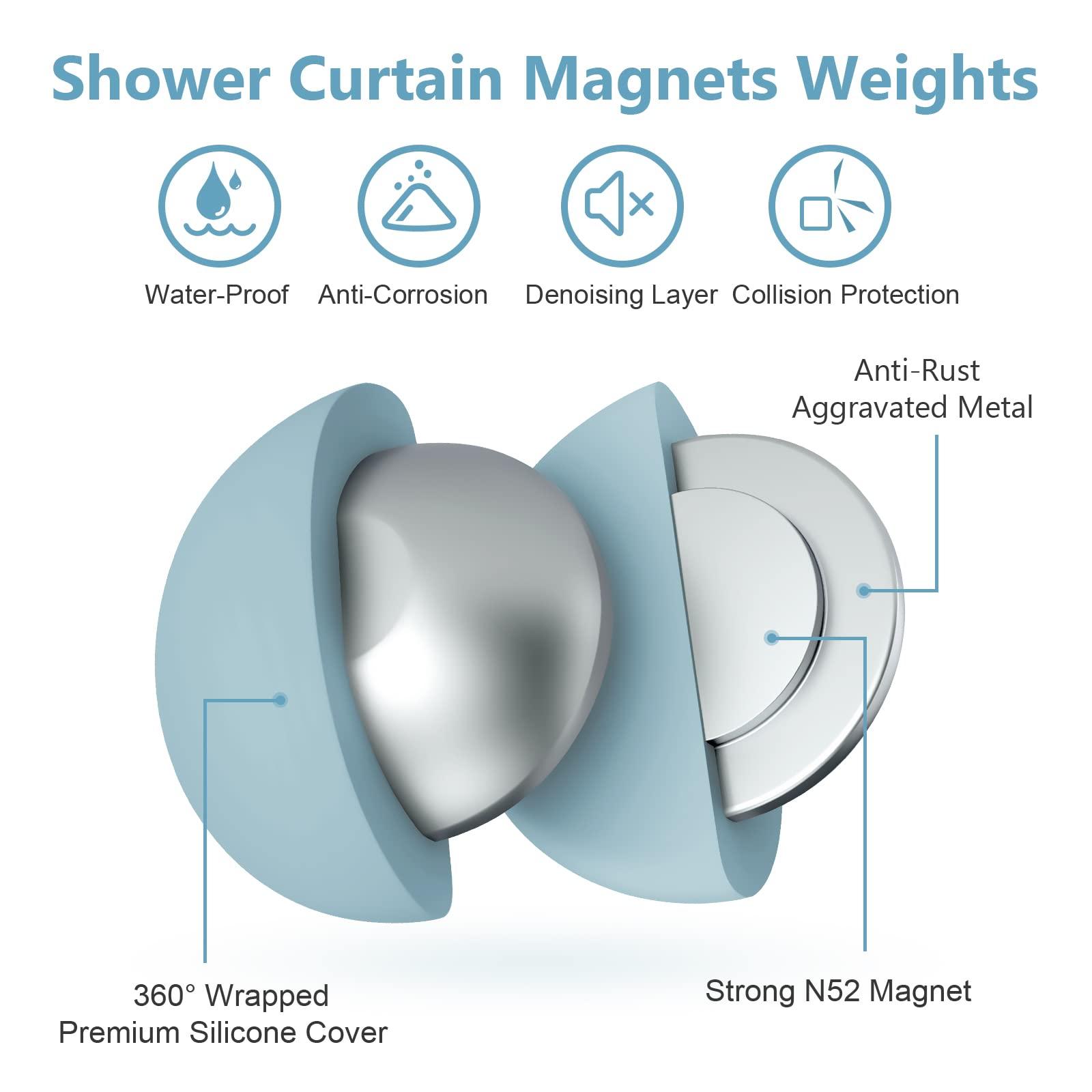 VANZAVANZU VANZAVANZU 5 Pairs Shower Curtain Weights, Silicone Wrapped Magnets, Heavy Duty Magnets Prevent Curtain Liner from Blowing, Rust-Free, Blue