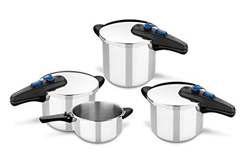 Monix Monix Veloce | 7 Litre Rapid Pressure Cooker, Triple Safety System, Two System of Fusion, Silver, 18/10 Stainless Steel, 22 cm