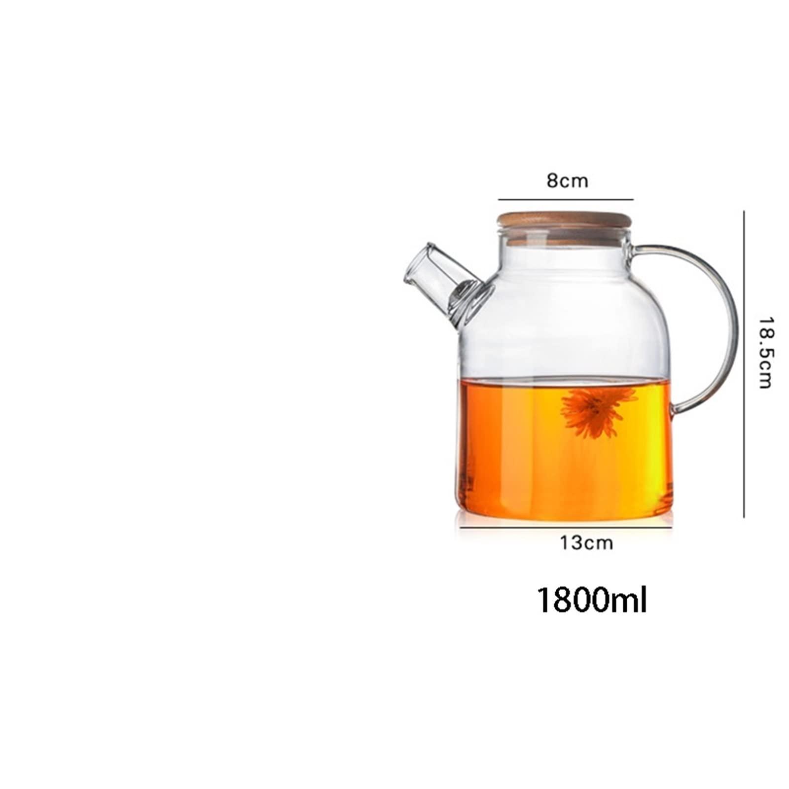 ZMQJEQANBG ZMQJEQANBG Kettle Teapot Transparent Glass Teapot Heat Resistant Flower Kettle Water Jug with Bamboo/Stainless Steel Cover Clear Juice Container Teapots