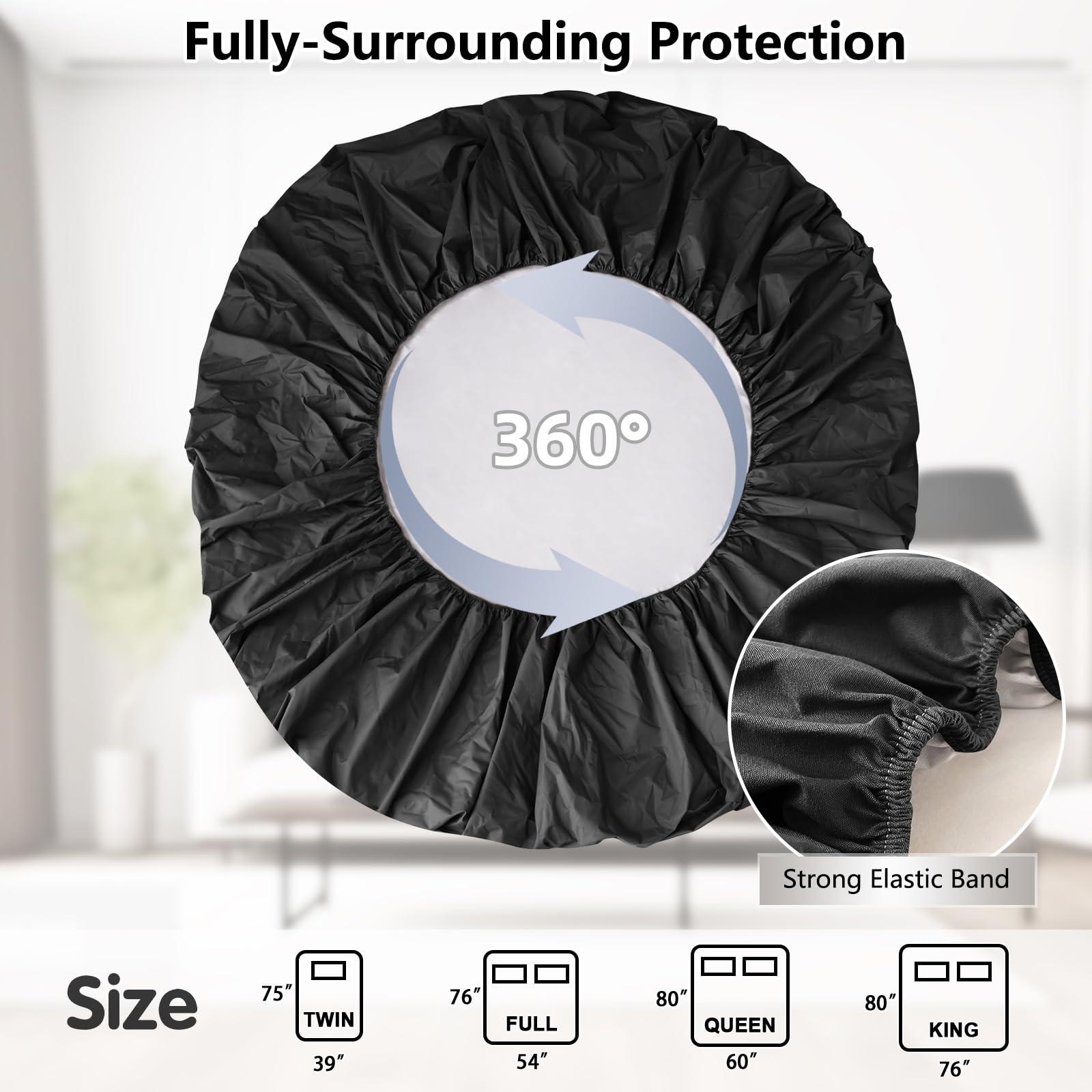 inooro Full Mattress Protector Waterproof, Breathable Noiseless Bed Cover with Deep Pocket 6\"-18\", Machine Washable Mattress Cover Full for Bedroom, College Dorm, Hotel (Black, 54\'\' X 76\'\')