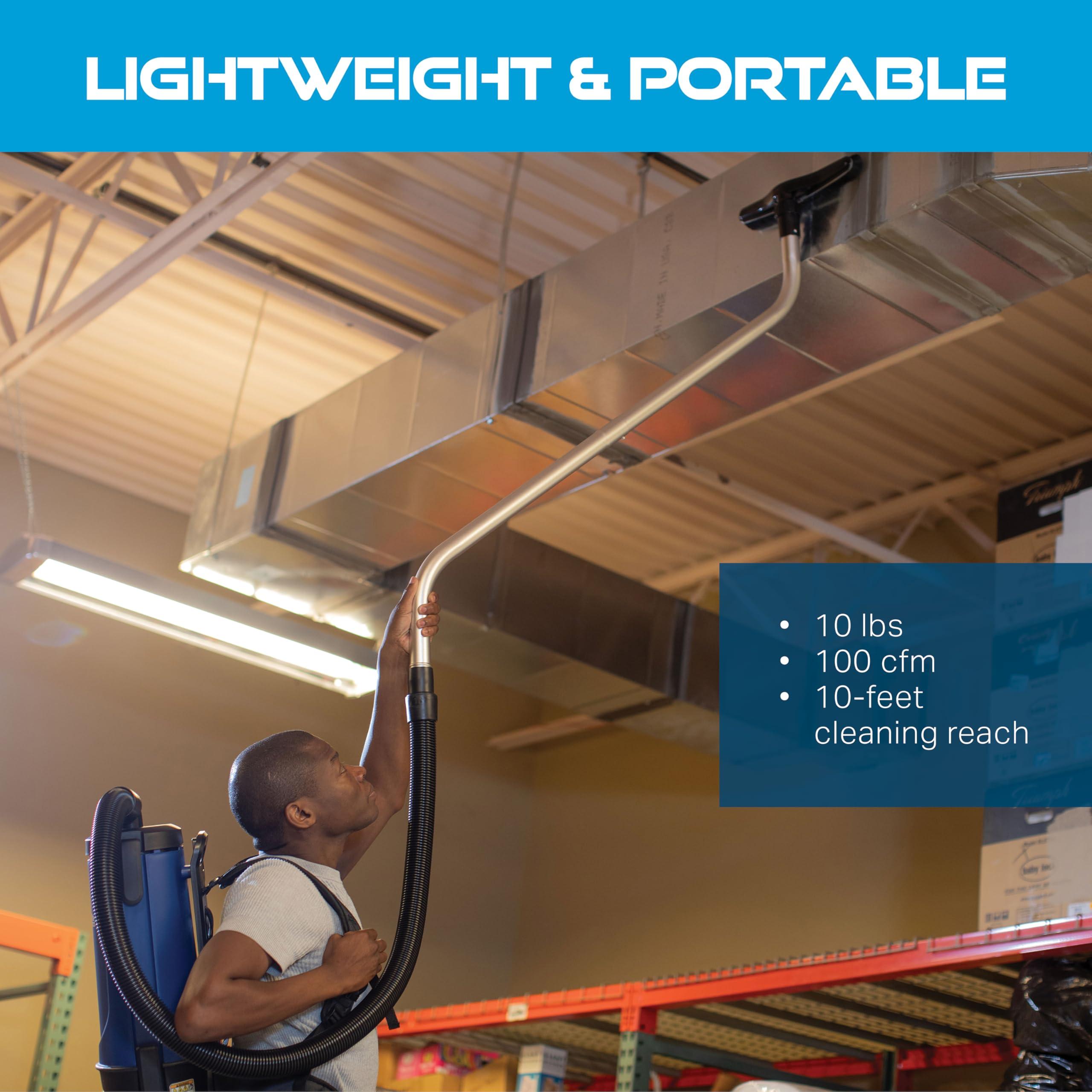 Powr-Flite Powr-Flite Pro-Lite Backpack Vacuum Commercial Grade 4-Quart Canister Vacuum Cleaner, Portable Vacuum with Tool Kit, BP4S