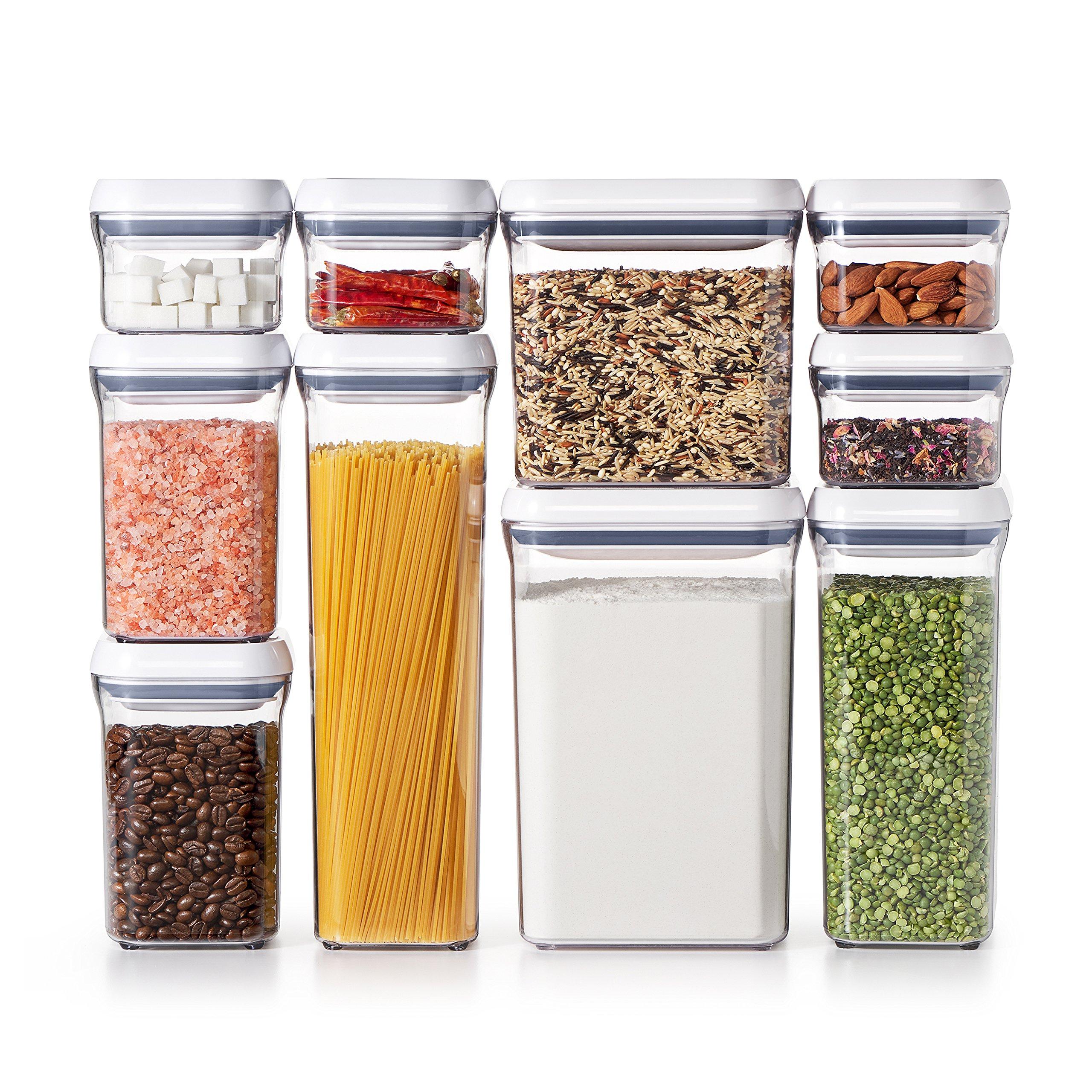 OXO OXO Good Grips 10-Piece Airtight Food Storage POP Container Value Set, Standard Packaging,White,10 Piece