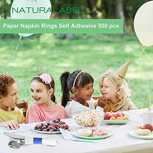 NATURALABEL NATURALABEL Napkin Band, Paper Napkin Rings Self Adhesive 500-Count (Blue)
