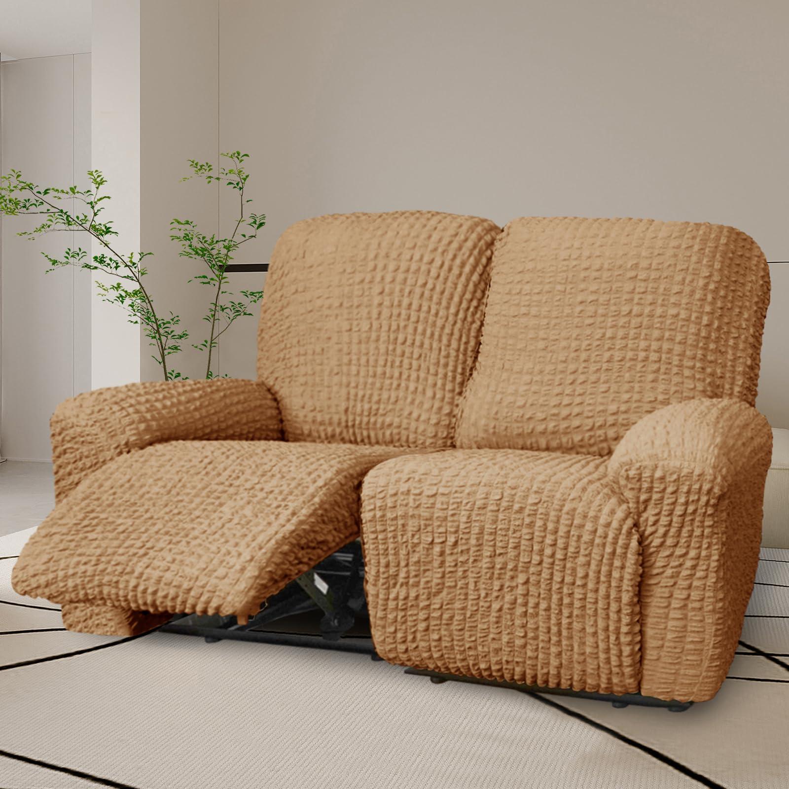 CACXKEP CACXKEP Jumbo Recliner Slipcover Electric Recliner Chair Covers Double Recliner Cover Lift Chair Covers for Electric Recliner,Almond,2
