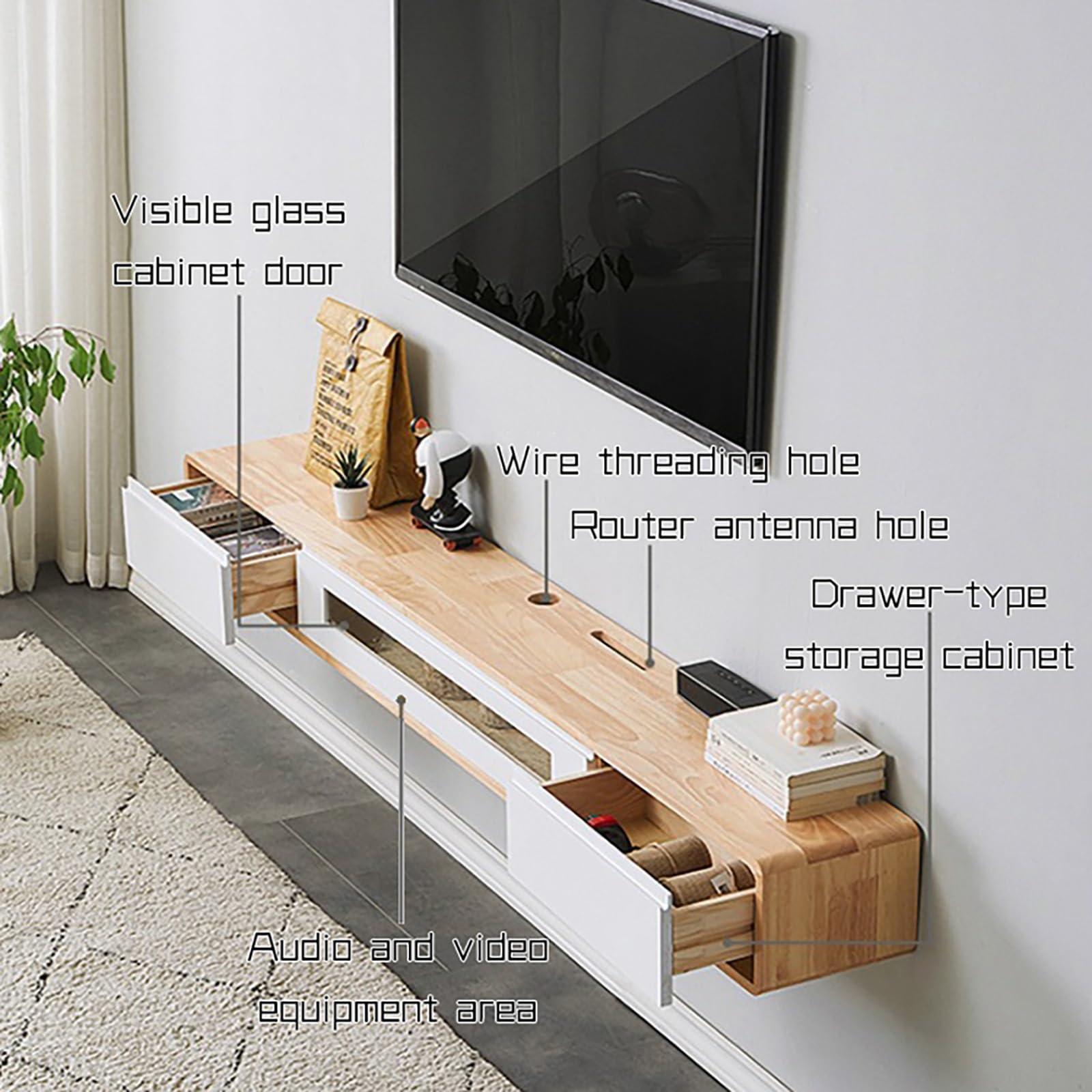 LIUSJMGH Floating TV Stand, Wall-Mounted Shelves for Under TV, Game & Media Console Cabinet for Cable Box, Entertainment Center for Living Room and Bedroom(Brown,240cm)