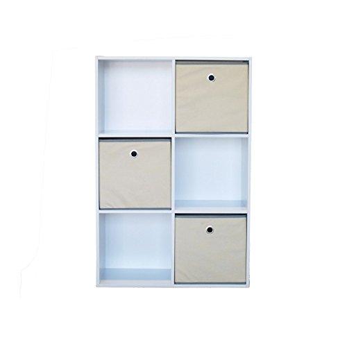 VidaNaticle VidaNaticle Large Storage Bins, Colonial 6-Cell Storage Cube, Stackable Storage Boxes, Storage Baskets for Organizing, Shelves, Bedroom, Home, Office (36\"x24\"x12\", White, 6 Cell)