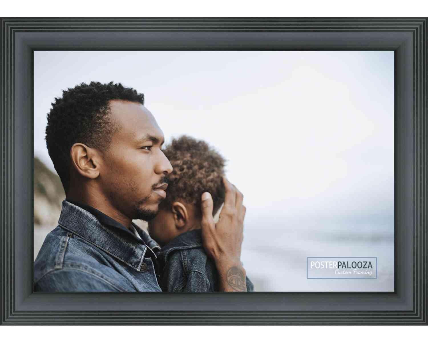 Poster Palooza Poster Palooza 34x22 Contemporary Black Complete Wood Picture Frame with UV Acrylic Plexiglass, Foam Board Backing & Hardware Included