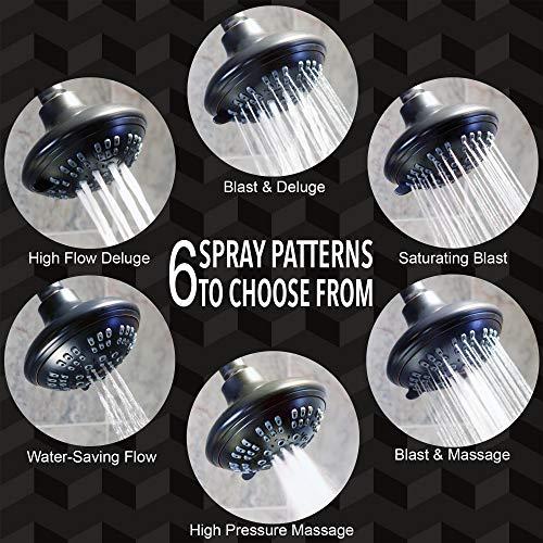 Aqua Elegante 6 Function Adjustable Luxury Shower Head - High Pressure Boosting, Wall Mount, Bathroom Showerhead For Low Flow Showers, 2.5 GPM - Oil-Rubbed Bronze