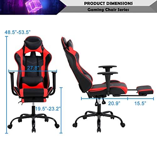 YIQIEDEY Gaming Chair, Video Game Chair, Cheap Computer Gaming Chair PU Leather High Back PC Gaming Chair Ergonomic Racing Swivel Office Desk Chair with Headrest and Lumbar Support for Adults Kids Red