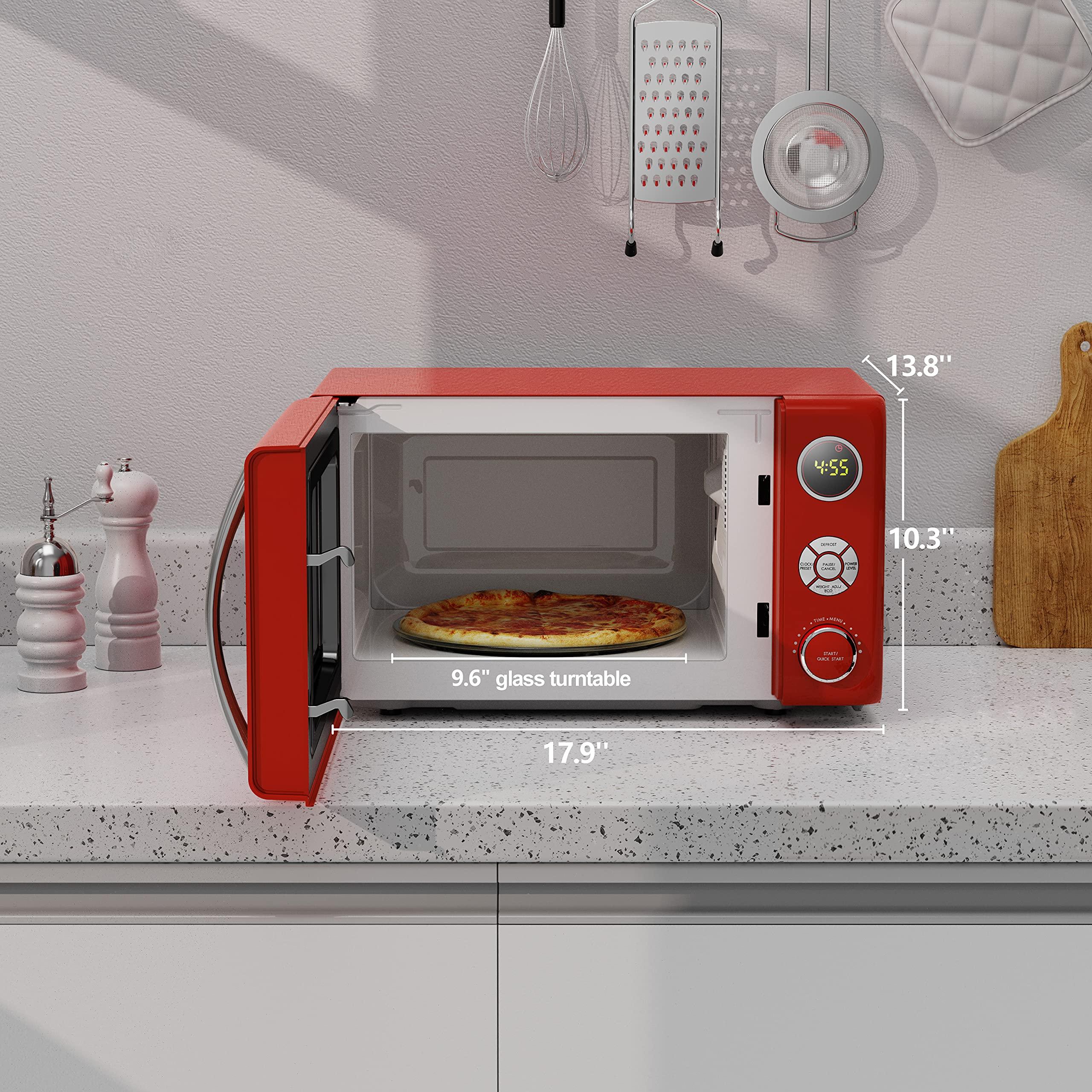 Galanz Galanz GLCMKA07RDR-07 Microwave Oven, LED Lighting, Pull Handle Design, Child Lock,Retro Red, 0.7 Cu.Ft