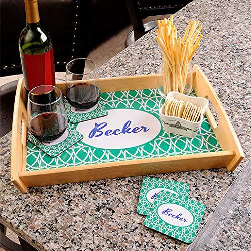RNK Shops Personalized Gingham Print Black Wooden Tray - Small