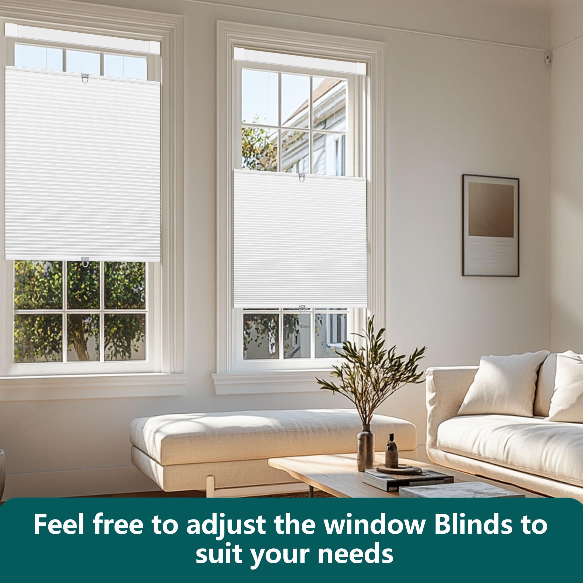 PQRSHADE PQRSHADE Top Down Bottom Up Shades Cordless Cellular Shade, No Drill No Tools Blackout Honeycomb Blinds Pull Down Skylight Shades for Ceiling28.5" W x 78" H,White