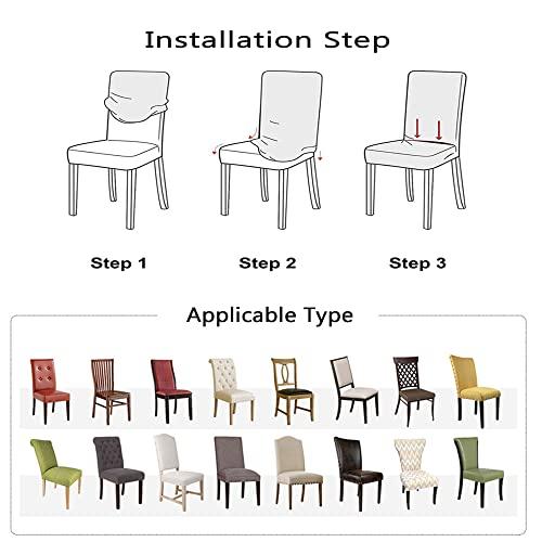 VIKAUL VIKAUL Set of 4 Chair Seat Cover Stretch Jacquard Chair Slipcover Washable Removable Chair Protector Dining Chair Covers for Dining Room Kitchen Banquet Hotel,Green