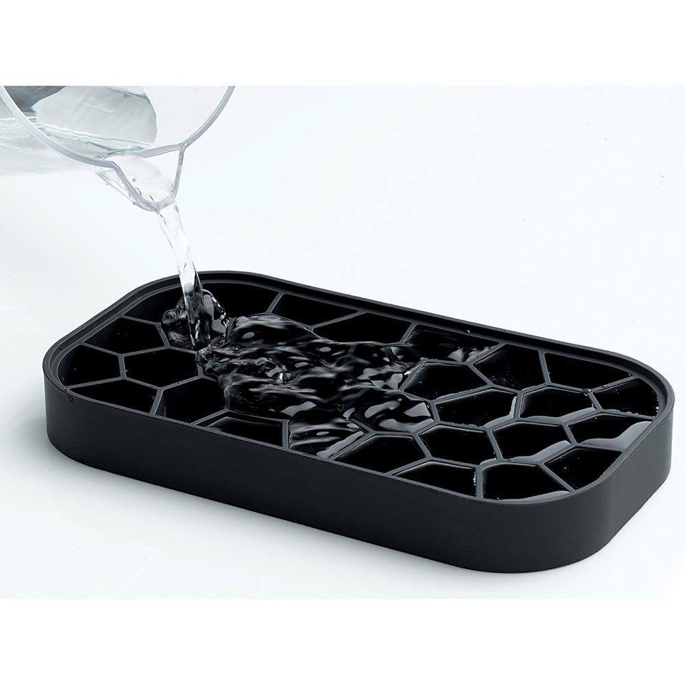 Lekue Lekue Ice Box | Ice Cube Tray For Freezer With Lid & Bin | Made With 100 Percent Platinum Silicone | Elegant And Retro Style Ice Cubes | For Cocktails, Ice Tea & Coffee And More | Black