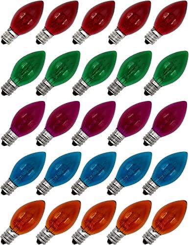 Creative Hobbies Creative Hobbies® Box of 25 Colored Light Bulbs, Random Blinking, 7 Watt, C7 Candelabra Base -Great for Night Lights and Christmas Strings