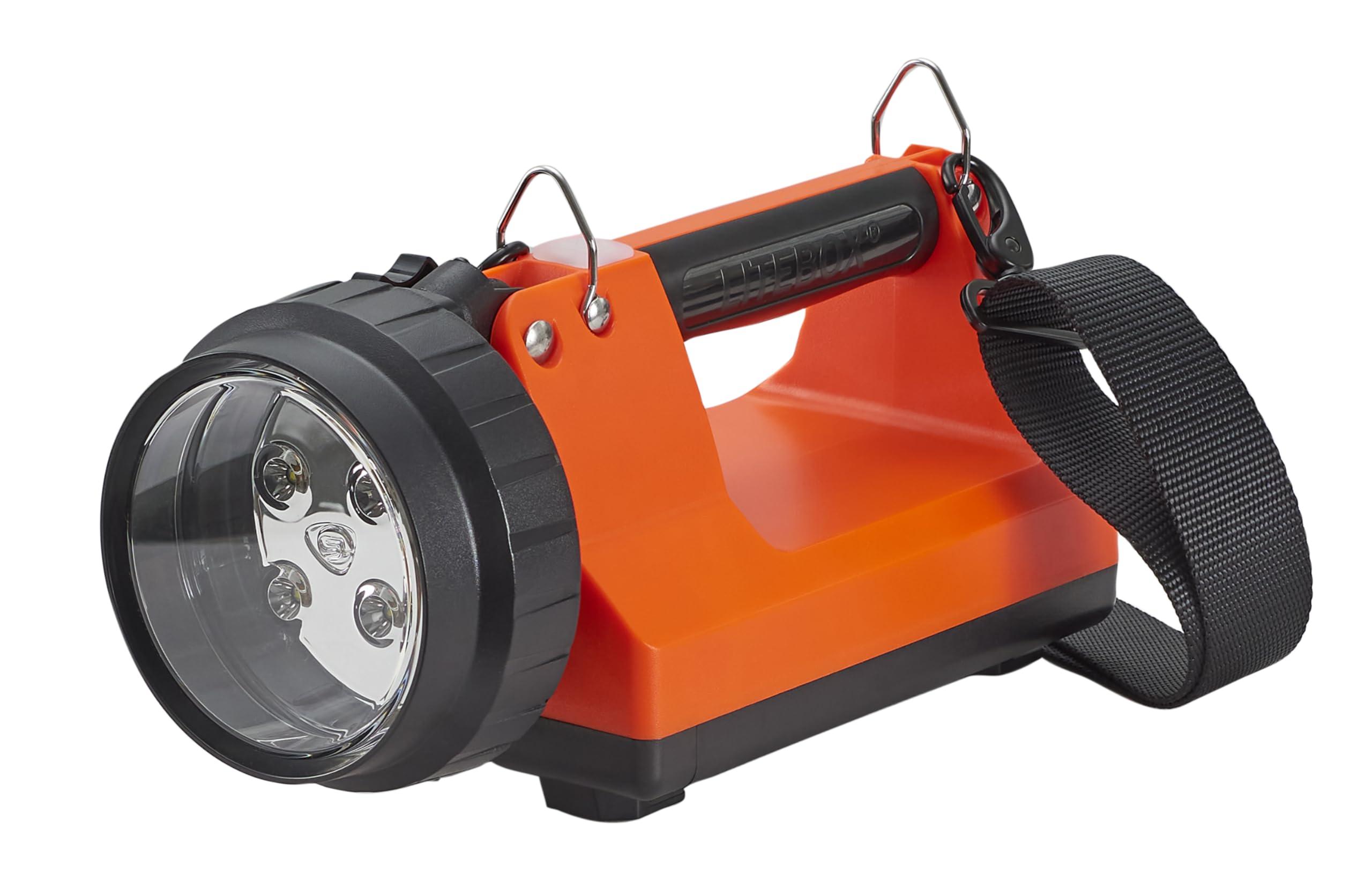 Streamlight Streamlight 45807 E-Flood LiteBox 615-Lumen Rechargeable Flood Beam Lantern with Power Failure Lighting System, AC/DC Charging, Heavy Duty Shoulder Strap, and Mounting Rack, Orange