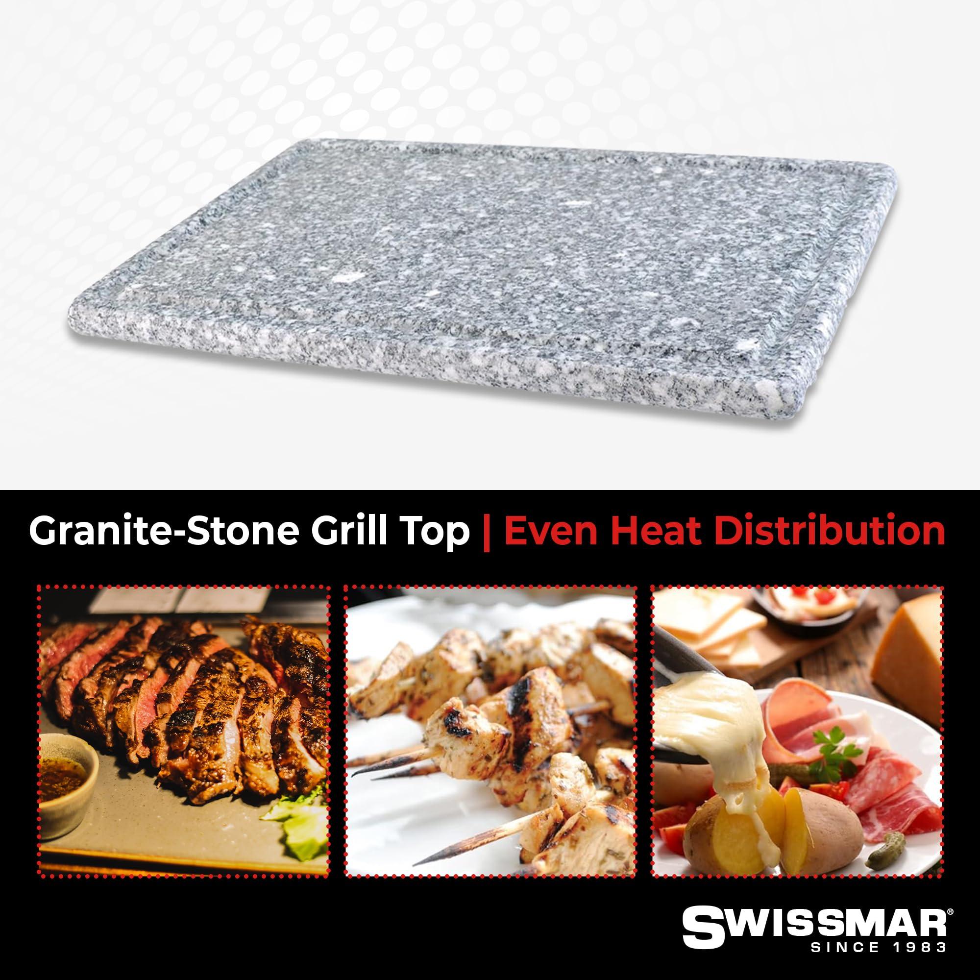 Swissmar Swissmar Classic 8-Person Raclette Party Grill - Indoor Electric Grill & Griller with Granite Stone Grill Plate - Red