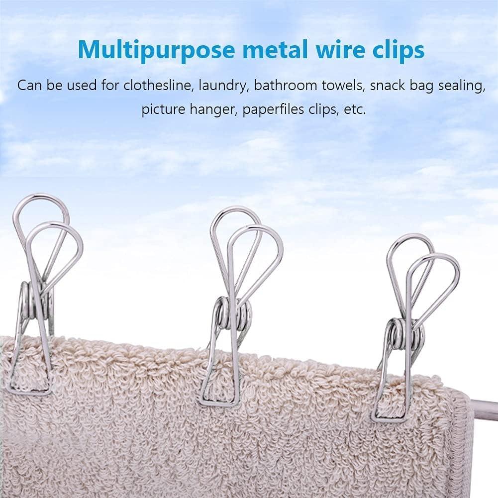 PiWine Clothes Pegs,Clothesline Clips,Laundry Pegs,Multipurpose Stainless Steel Clips Washing Line Pegs Holders Hang Pins Clamps Sealing Wire Lot Household(Color : Large 10pcs) (Color : Small 20pcs)