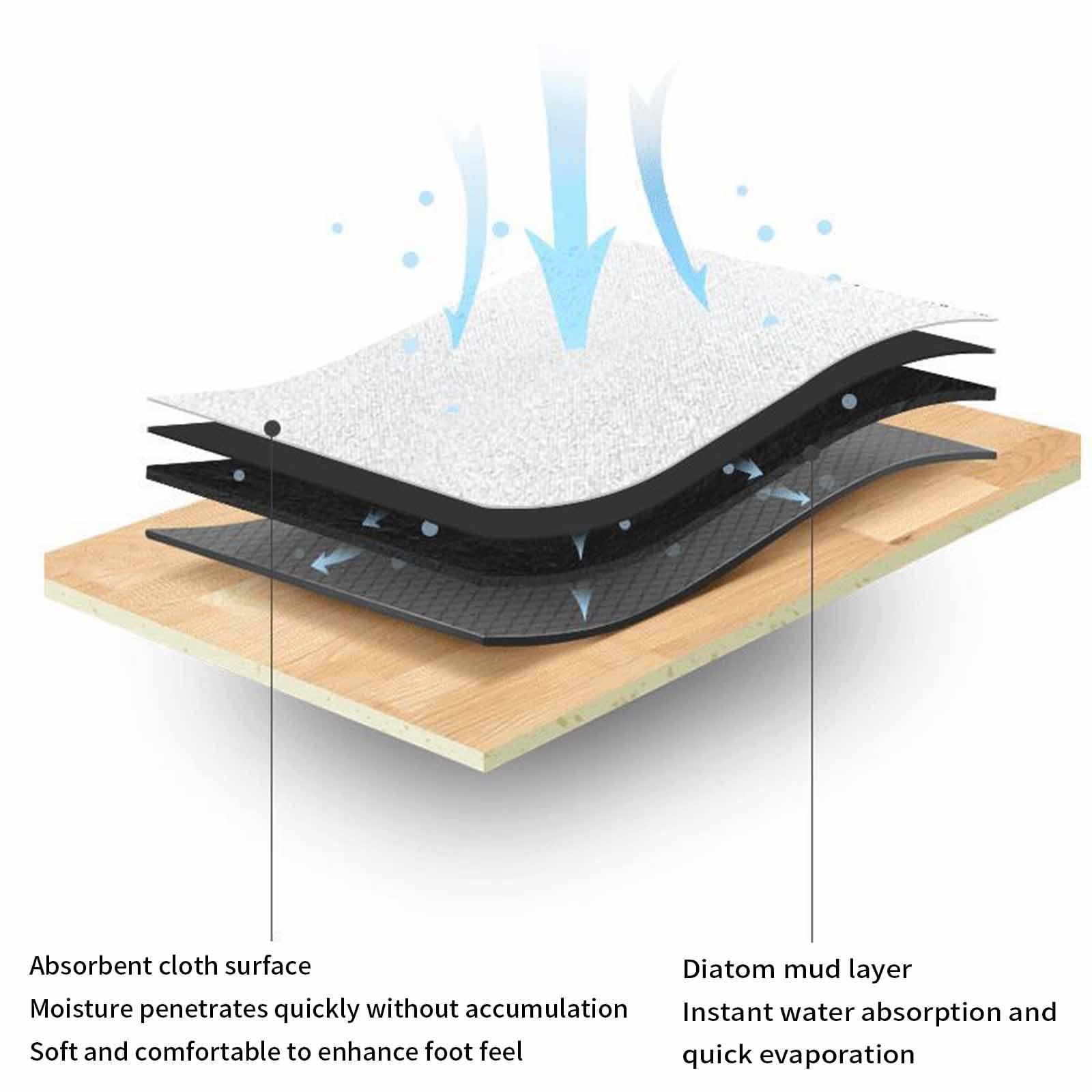 JUSHZ JUSHZ Bath Mat Quick Dry Bathroom Mat Bath Mats for Bathroom Washable Super Absorbent Bathmat Diatomite Rug Absorbent Quick-Drying Floor Mat Wear-Resistant Soft Double-Sided Non Slip (7,60x90cm)