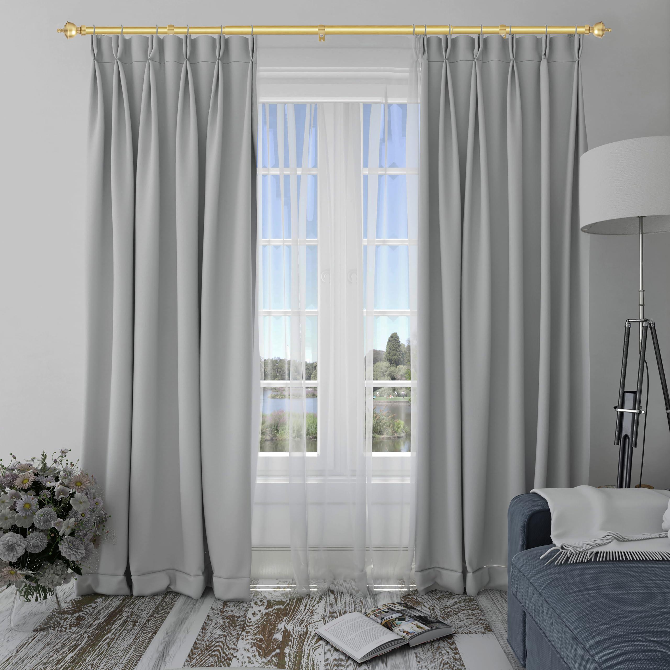 Rydenia Rydenia 5/8" Single Curtain Rod with Royale Finials (Gold, 84''-120'')