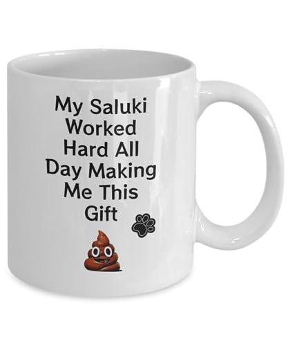 Gearbubble Saluki Coffee Mug, Gift For, Dog Dad, Dog Mom, Dog Owner, Dog Lover, Puppy Parent Present, Dog Poop, Dog Pooping Cup, Doo Doo