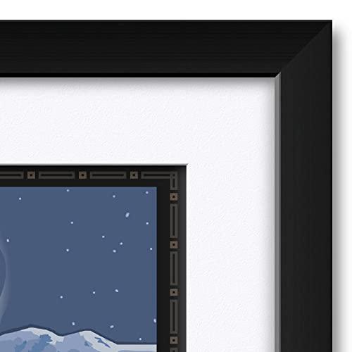 Northwest Art Mall Idaho Snow Country Winter Mountain Cabin Professionally Framed & Matted Art Print from Travel Artwork by Artist Paul A. Lanquist Framed Art Size: 18\" x 24\"