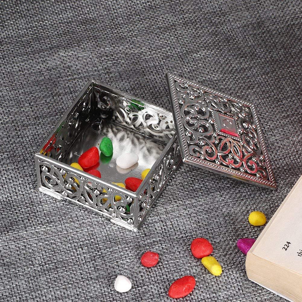 Cyrank 12pcs Hollow Candy Boxes, Wedding Favor Boxes Plastic Candy Storage Boxes Gift Boxes Gorgeous Small Candy Boxes for Wedding Christmas Birthday(Silver)