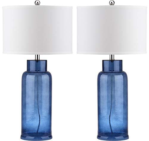 Safavieh SAFAVIEH Lighting Collection Glass Bottle Blue 30-inch Bedroom Living Room Home Office Desk Nightstand Table Lamp Set of 2 (LED Bulbs Included)