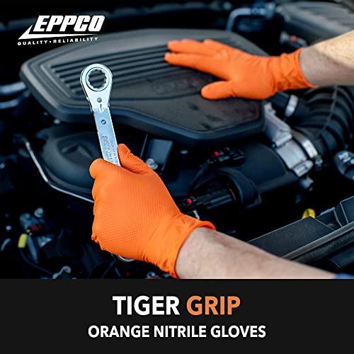 EPPCO EPPCO TigerGrip 8-Mil Nitrile Glove Disposable Powder, Latex Free Textured Superior Grip Orange Gloves, XL, Box of 100