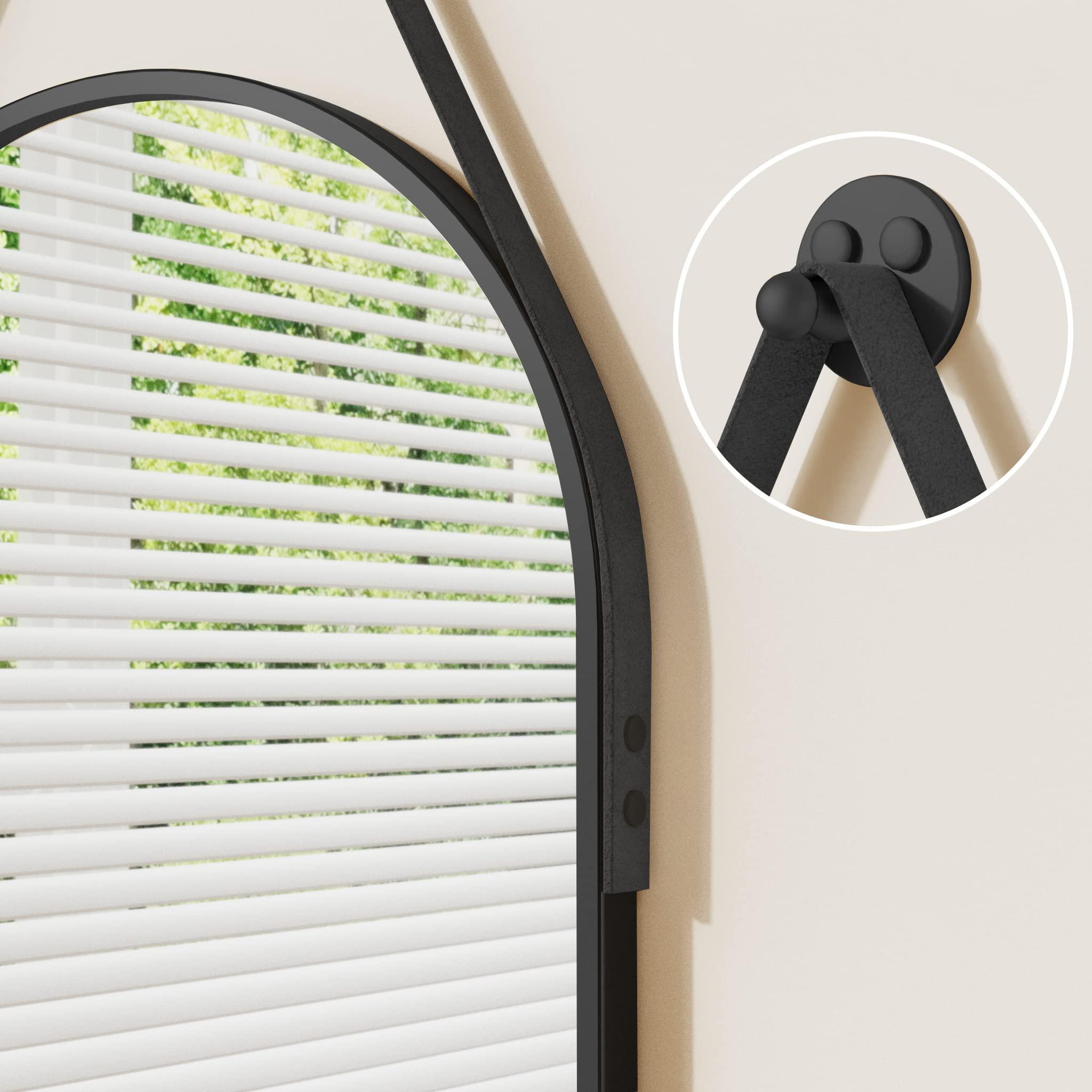 OGCAU OGCAU Full Length Mirror, Wall Mirror Full Length, Wall-Mounted Mirror, Body Mirror for Wall in Bedroom, Arched-Top Mirror, Hanging Mirror with Aluminum Alloy Frame (Oval Black)