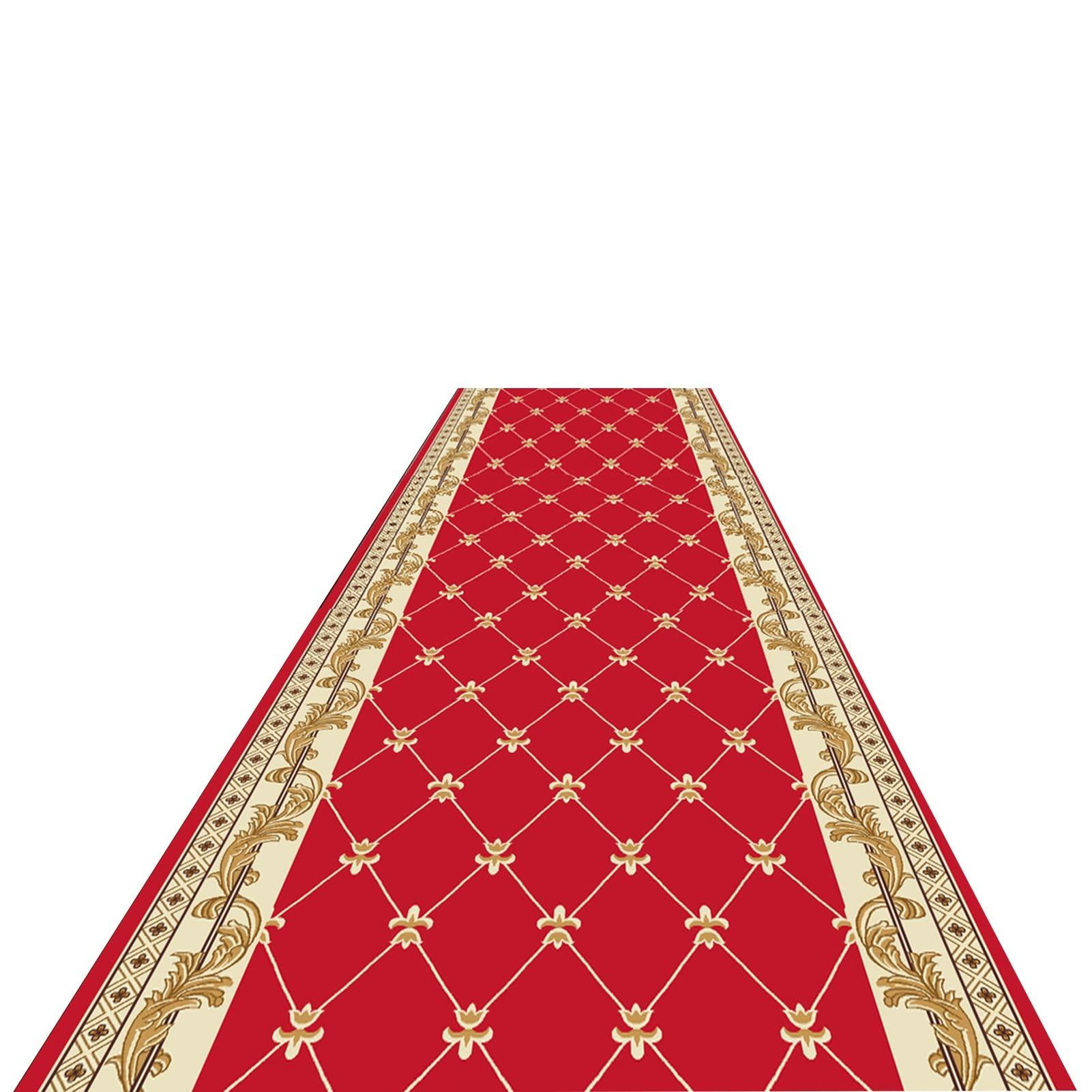 LHRUI Runner Rug Rectangular Carpet for Hallway Aisle, European Style Commercial Hotel Hall Floor Mat, Formal Red Runner Rugs 3.5ft / 6ft / 10ft / 13ft / 16ft Long ( Size : 60CM X 500CM (2FT X 16FT) )