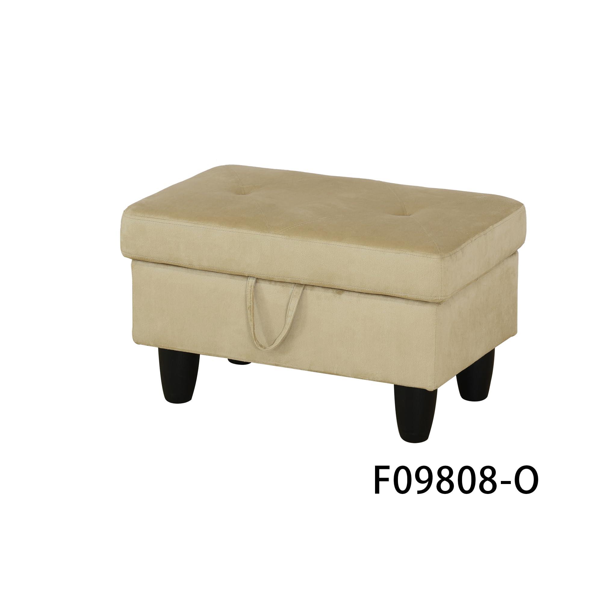 LOPOO LOPOO 3 Piece L-Shaped Sectional Sofa with 66.5'' Right Chaise Lounge, Storage Ottoman & Throw Pillows, 97'' Living Room Set, 5 Seat Upholstered Modular Sectional Couch for Apartment Beige Microfiber