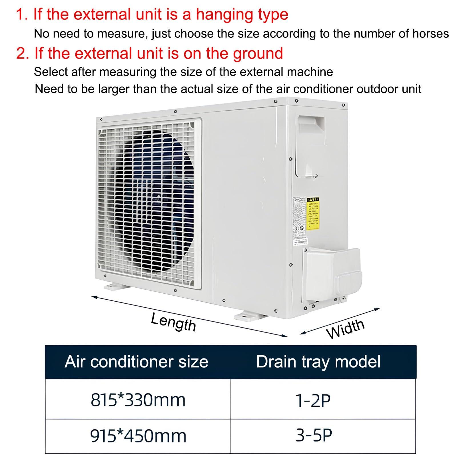 ZCSL ZCSL Condensate Drain Pan Plastic Drip Tray, AC Drip Pan with Drain, Universal Window Air Conditioner Drain Kit, for Indoor/Outdoor Split Air Conditioner Heat Pump Systems(1-2p,Hose 300cm)
