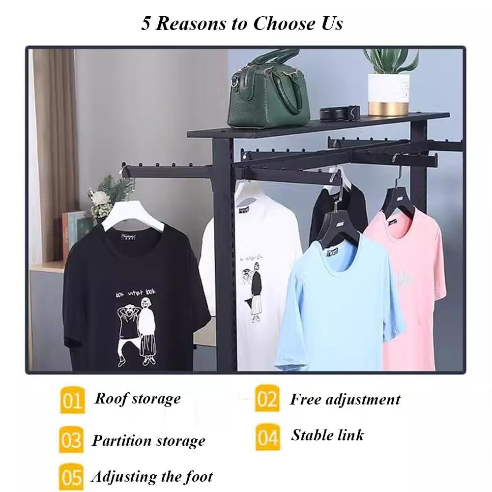 Etlegor Modern Clothing Store Garment Rack, Floor-Standing Clothing Display Stands Double Sided Metal Storage Shelves Retail Display Rack Adjustable Lifting Hanging Clothes Racks ( Color : White , Size : 120x