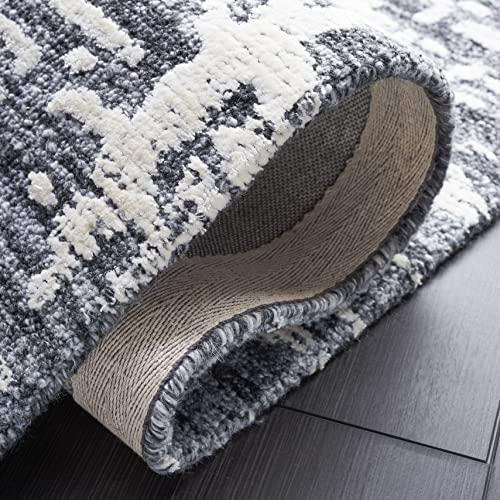 Safavieh SAFAVIEH Soho Collection 8' x 10' Grey/Ivory SOH657F Handmade Modern Abstract Premium Viscose Blend Living Room Dining Bedroom Area Rug