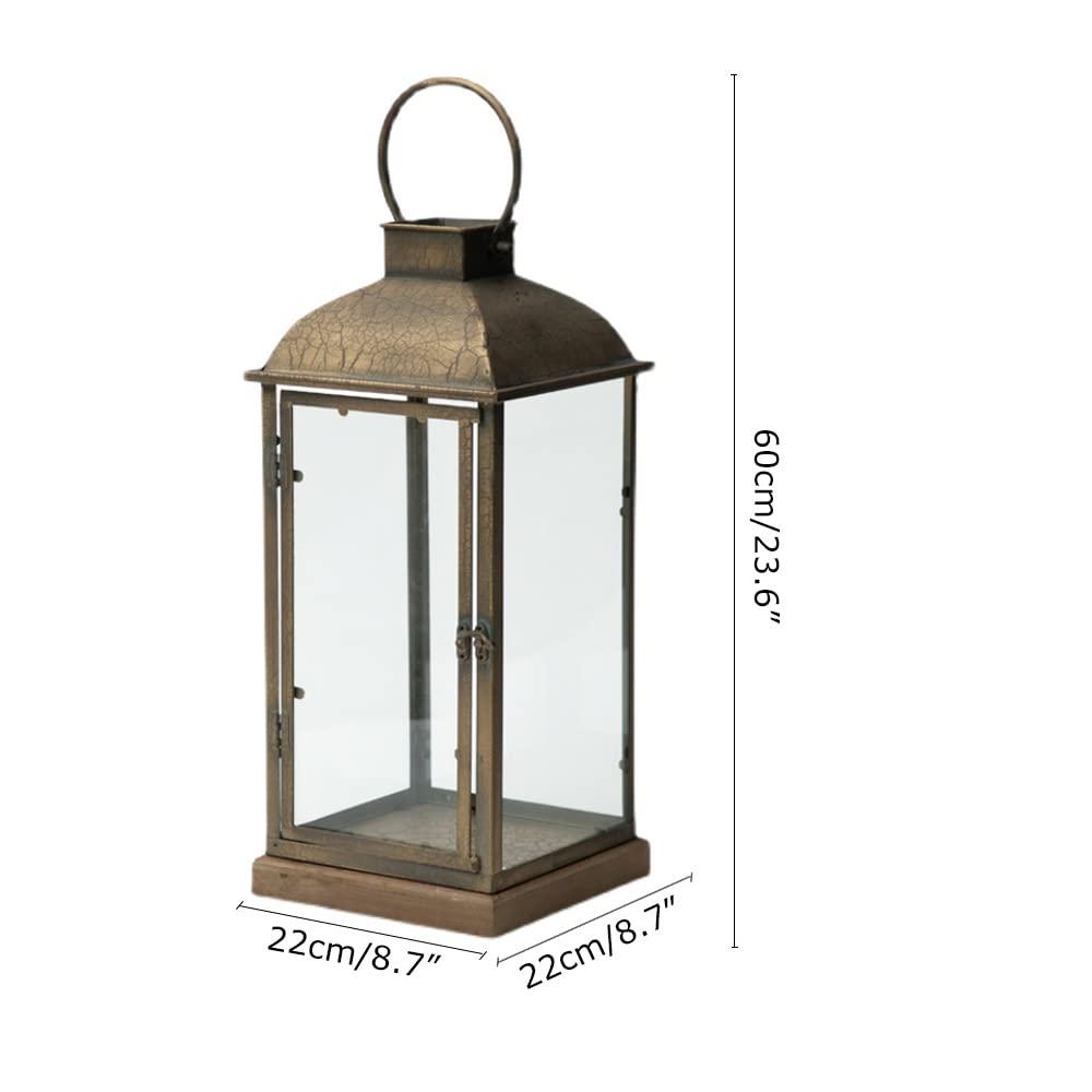 BOOMLATU BOOMLATU Gold Lantern Candle Holder Centerpiece 23.6in Tall,Metal Candle Lanterns with Glass for Indoor Outdoor Events Parities and Weddings (Large)