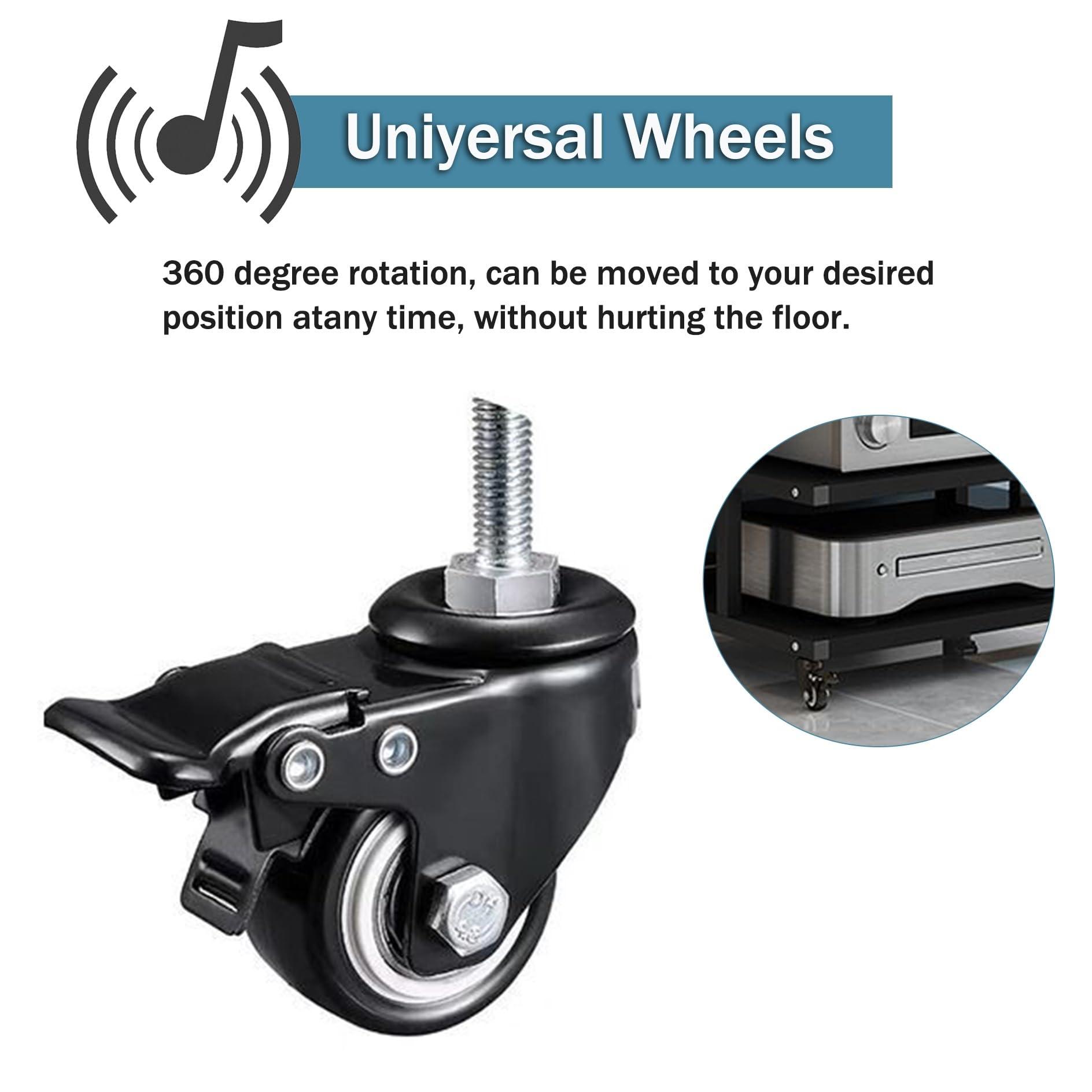 Leaceuv Audio-video Shelving AV Media Stand with Wheel Hifi Rack Stereo Cabinet Game Console Shelf 3/4/5/6-Tier DVD Holder Stand Tower with Adjustable Shelves Corner Stands for Living Room(Walnut,50x40x80cm)