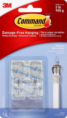Command Command Medium Wire Toggle Hook, Clear, 2-Hooks, Organize Damage-Free