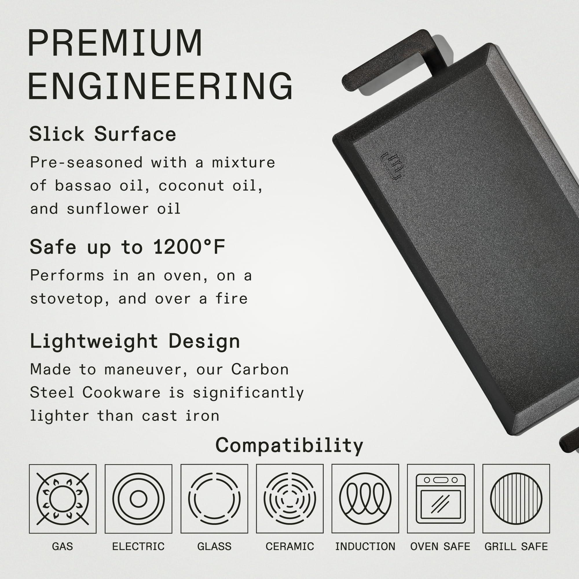 Made In Made In Cookware - Carbon Steel Griddle - (Like Cast Iron, but Better) - Professional Cookware - Crafted in Sweden - Induction Compatible