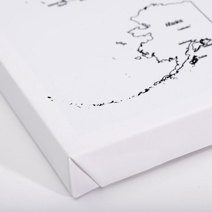 Conquest Maps Mini USA Push Pin Travel Map Cork Board with Pins, Custom Text or Message, Perfect Gift for Travelers, Cherish Travels with a Handmade Unique Canvas Pinnable Map, Fine Line Style (20\" x 16\")