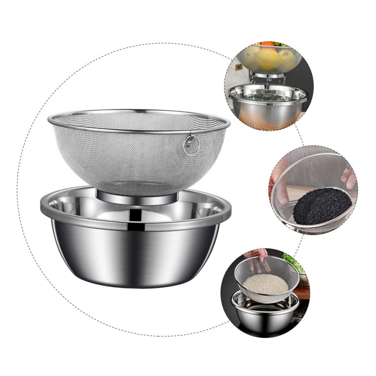 NAMOARLY NAMOARLY Rice Cleaning Strainer Fine Mesh Strainer Bowl Vegetable Fruit Cleaning Basket 2-in-1 Rice Washing Bowl with Colander Kitchen Supply