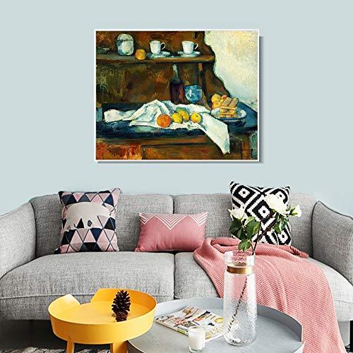 INVIN ART INVIN ART Framed Canvas Giclee Print Art The Buffet by Paul Cezanne Wall Art Living Room Home Office Decorations(White Slim Frame,20"x24")