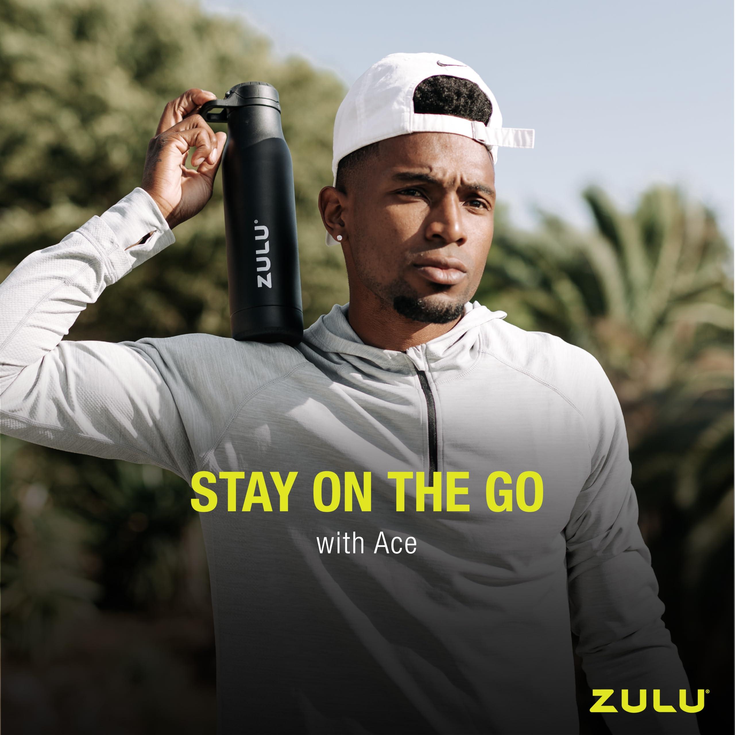 ZULU Zulu Ace 24oz Vacuum Insulated Stainless Steel Water Bottle with Chug Spout | Leak-Proof Locking Lid and Removable Base |Reusable Bottle for Cycling Sports Gym Travel Bicycle Bottle Cage | Black