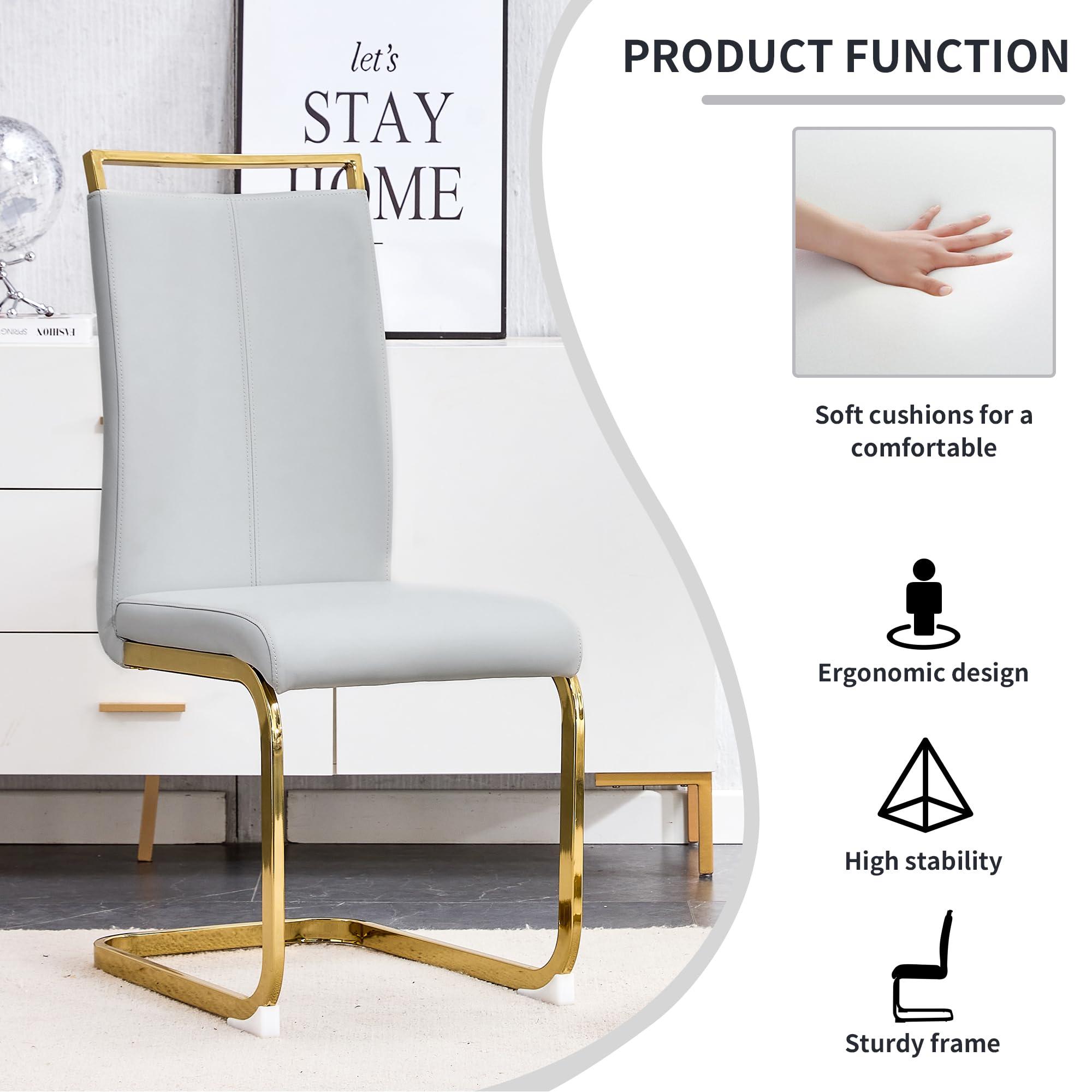 MUUOKY MUUOKY 71''Dining Table Set for 8,Kitchen Table and Chairs for 8, 0.39-Inch Thick Tabletop with Chrome-Plated Stainless Steel Base and 8 PU Leather Chairs, for Kitchen Dining Room