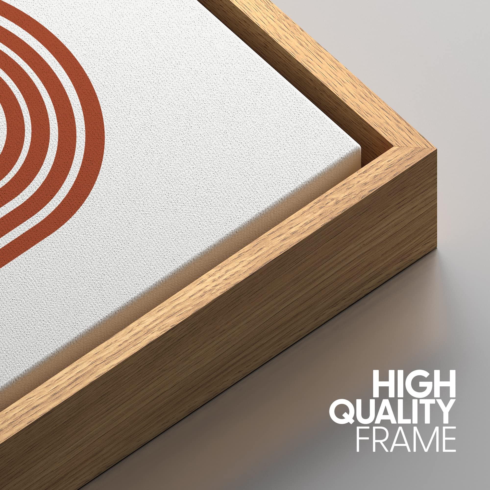 IDEA4WALL IDEA4WALL Framed Wall Art Print Set Mid-Century Negative Space Polygon Variety Abstract Patterns Digital Art Pop Art Bohemian Colorful Warm for Living Room, Bedroom, Office - 16"x24"x3 Natural