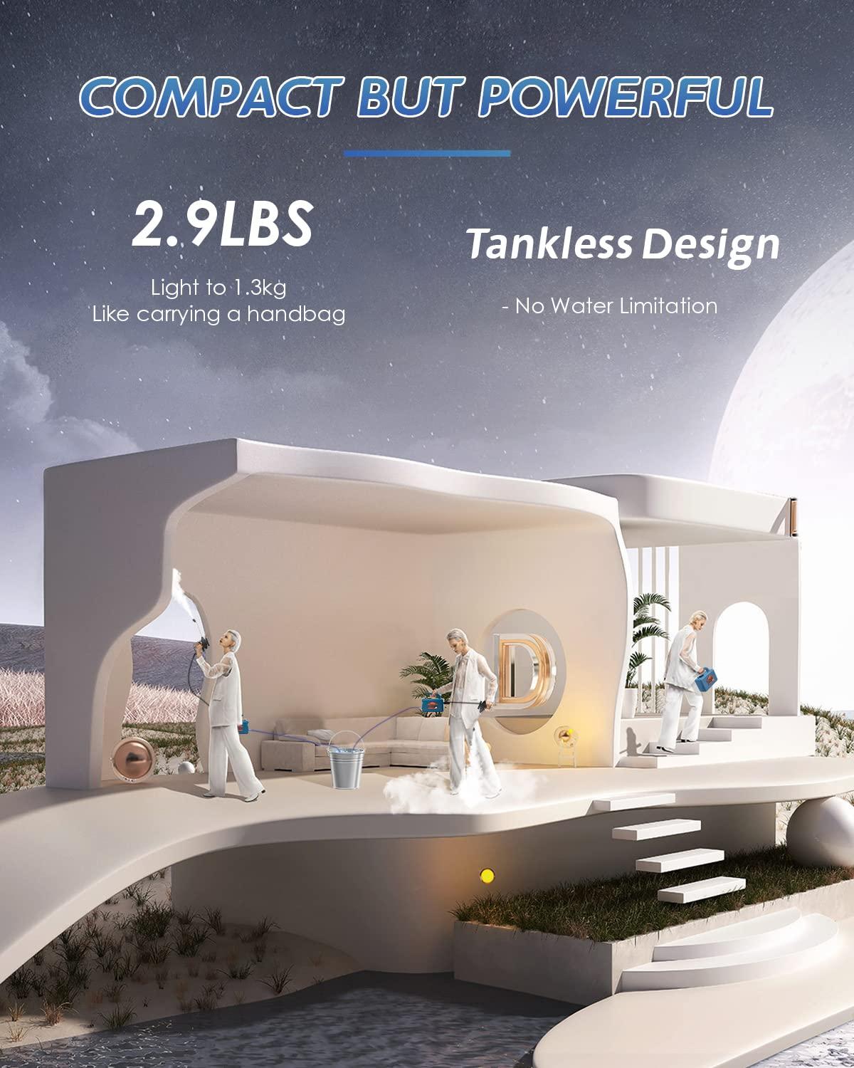 Hapyvergo Hapyvergo High Pressure Steam Cleaner - 1700W Handheld Steamer for Cleaning Grout Tile, Hand Held Portable Steam Pressure Washer for Car Auto 110V