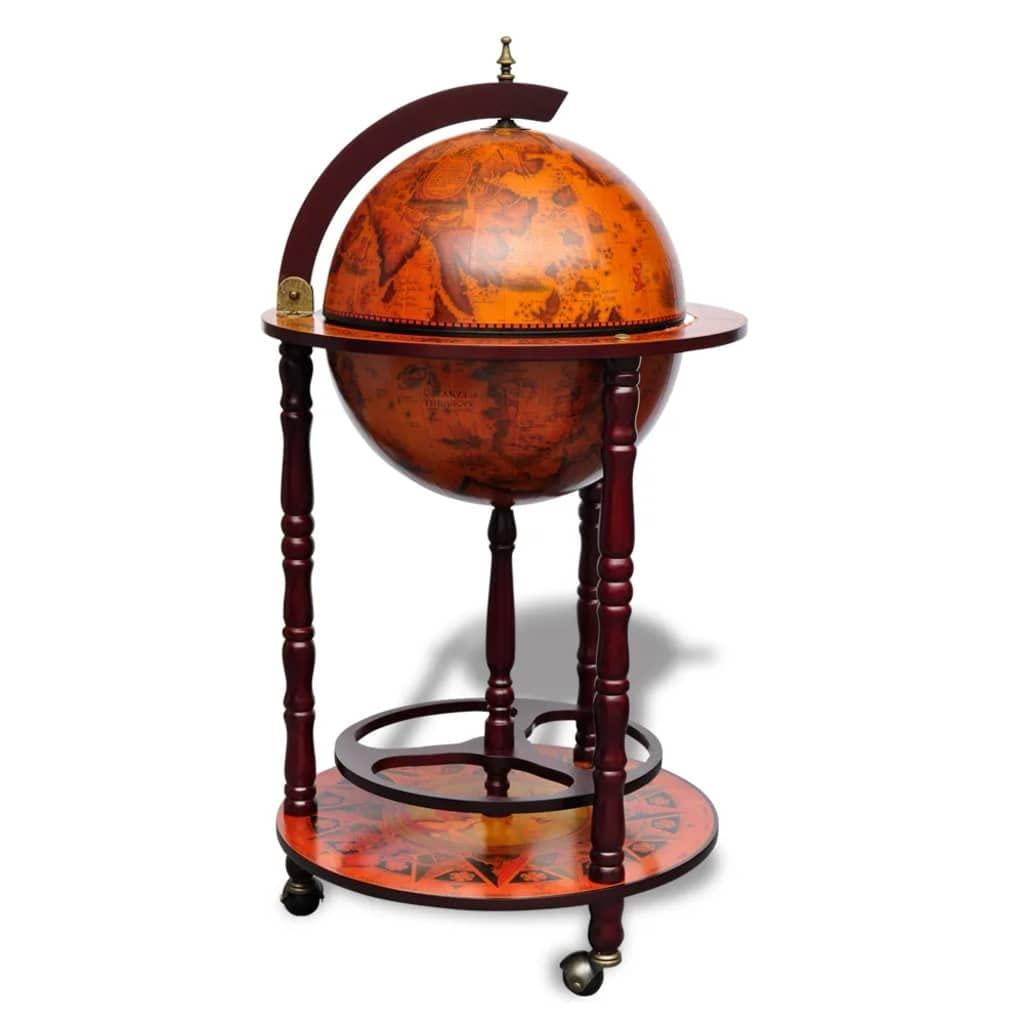 YITHOPI YITHOPI Globe Bar Wine Stand 16th Century Italian Replica Liquor Cabinet, Globe Wine Bar Stand for Living Room, Dining Room, Home Eucalyptus Wood