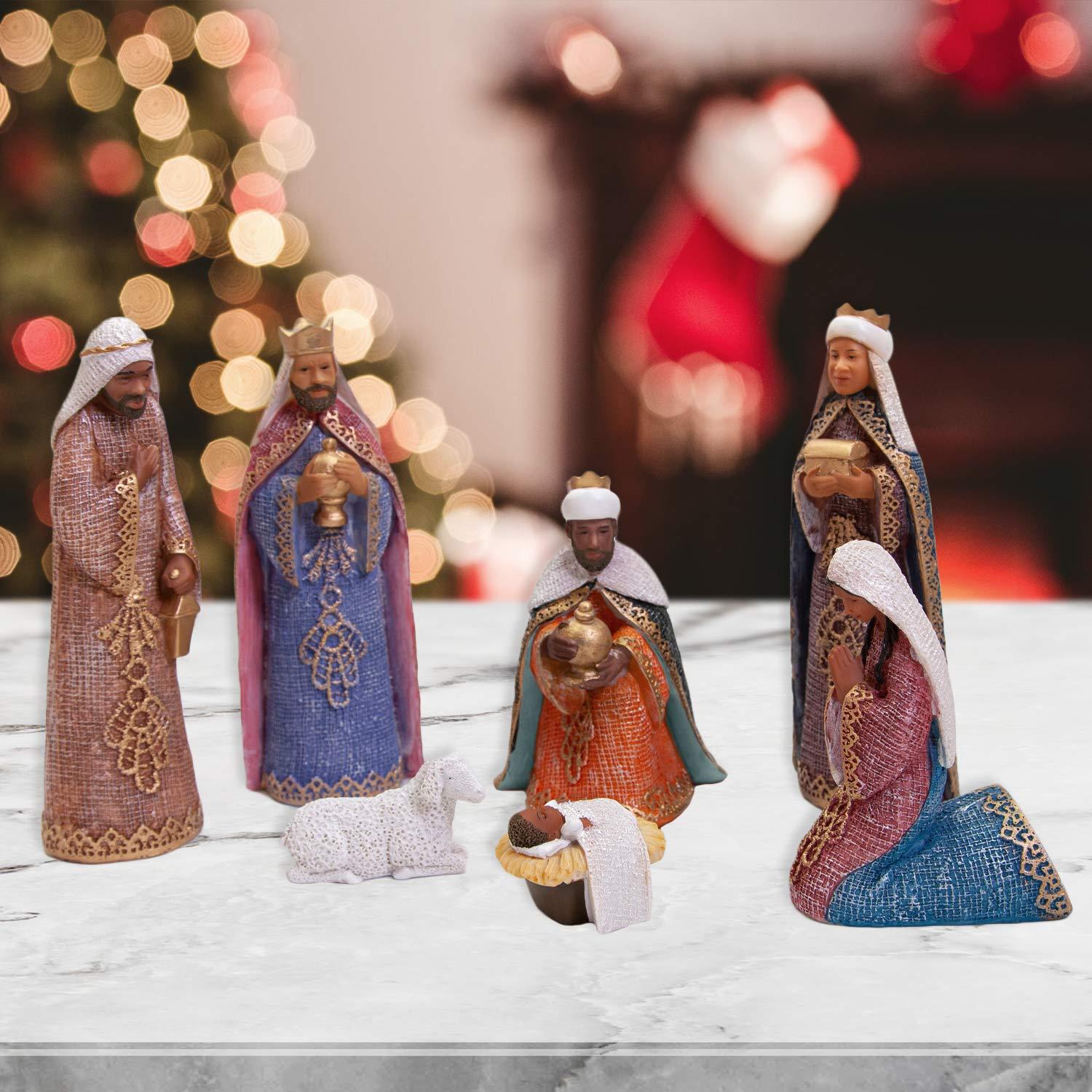 African American Expressions African American Expressions - Black Nativity Set - African American Nativity Scene for Christmas Decor | Ethnic Christmas Decorations with Black Jesus and Mary